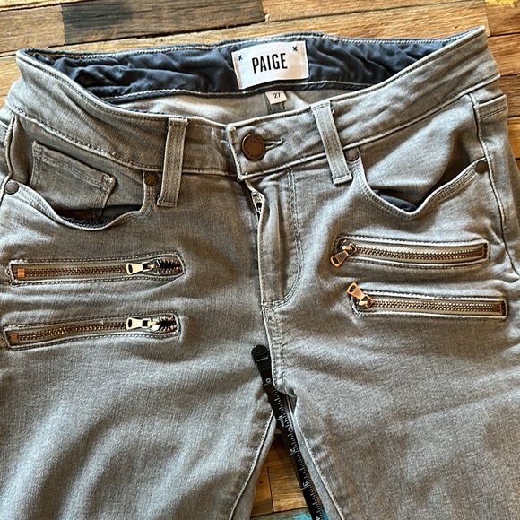 Paige Grey Cropped Zipper Jeans Sz 27 - Picture 4 of 10